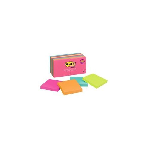 Post-it&reg; Notes Original Notepads - Cape Town Color Collection - 1400 - 3" x 3" - Square - 100 Sheets per Pad - Unruled - Assorted - Paper - Self-adhesive, Repositionable - 14 / Pack