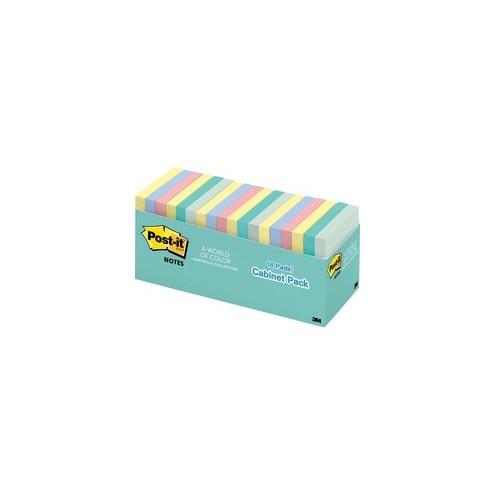 Post-it&reg; Notes Cabinet Pack - Marseille - 3" x 3" - Square - 100 Sheets per Pad - Unruled - Assorted - Self-adhesive, Self-stick - 18 / Pack