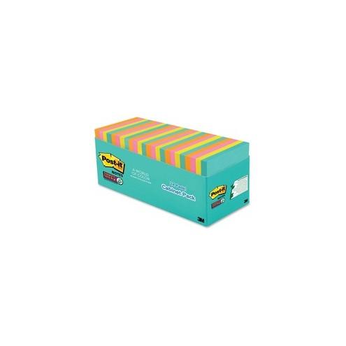 Post-it&reg; Super Sticky Notes - Miami Color Collection - 1680 x Multicolor - 3" x 3" - Rectangle - 70 Sheets per Pad - Multicolor - Paper - Self-adhesive, Recyclable - 24 / Pack