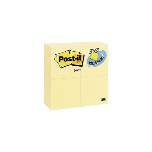 Post-it&reg; Notes Original Notepads - 2160 - 3" x 3" - Square - 90 Sheets per Pad - Unruled - Canary Yellow - Paper - 24 / Pack