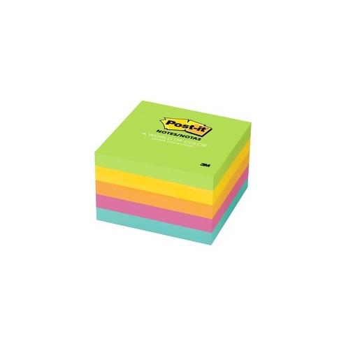 Post-it&reg; Notes Original Notepads - Jaipur Color Collection - 500 - 3" x 3" - Square - 100 Sheets per Pad - Unruled - Assorted - Paper - Self-adhesive, Repositionable - 5 / Pack