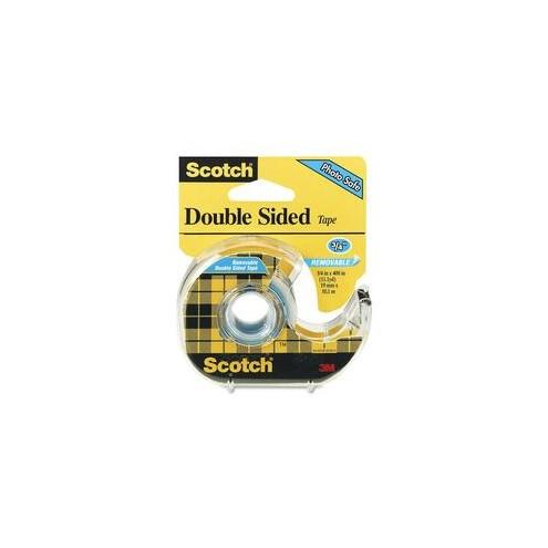 Scotch Removable Double-Sided Tape - 3/4"W - 11.11 yd Length x 0.75" Width - 1" Core - Acrylic - Dispenser Included - Handheld Dispenser - 1 / Roll - Clear
