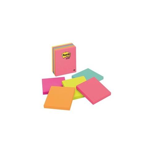 Post-it&reg; Notes Original Notepads - 4" x 4" - Square - 100 Sheets per Pad - Assorted - Repositionable, Self-adhesive - 5 / Pack