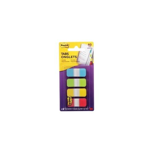 Post-it&reg; Easy Dispenser Tabs - 40 Tab(s)0.63" Tab Width - Self-adhesive - Aqua, Lime, Yellow, Red Tab(s) - 40 / Pack