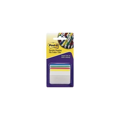 Post-it&reg; Tabs, 2" Angled Lined, Assorted Primary Colors - Write-on Tab(s) - 1.50" Tab Height x 2" Tab Width - Assorted Tab(s) - 24 / Pack