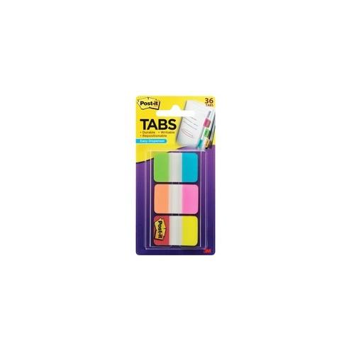 Post-it&reg; Alternating Tabs - 216 Tab(s) - 1" Tab Height x 1.50" Tab Width - Self-adhesive - Aqua Poly, Yellow, Pink, Red, Green, Orange Tab(s) - 36 / Pack