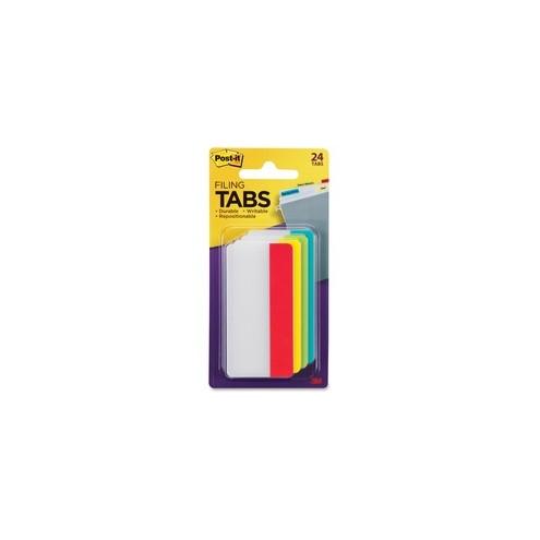 3M Filing Tab - Primary Colors - Write-on Tab(s) - 3" Tab Height x 1.50" Tab Width - Assorted Tab(s) - 24 / Pack