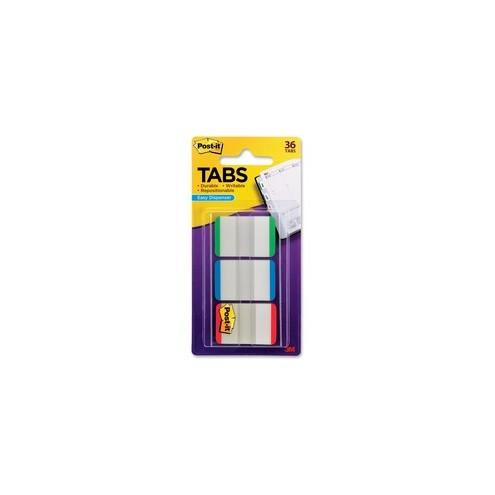 Post-it Durable Tabs - 24 Tab(s)1" Tab Width - Green, Blue, Red Tab(s) - 1 / Pack