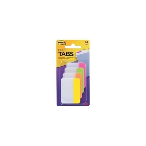 Post-it&reg; Durable Tabs - Write-on Tab(s) - 1.50" Tab Height x 2" Tab Width - Assorted Tab(s) - 24 / Pack