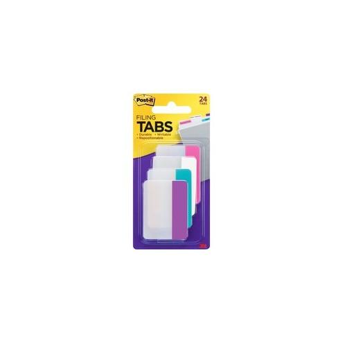 Post-it&reg; Filing Tabs - Write-on Tab(s) - 1.50" Tab Height x 2" Tab Width - Assorted Tab(s) - 24 / Pack