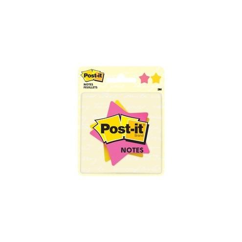 Post-it&reg; Super Sticky Notes in Star Die-Cut Shapes - 150 - 3" x 3" - Star - 75 Sheets per Pad - Unruled - Assorted - Self-adhesive - 2 / Pack