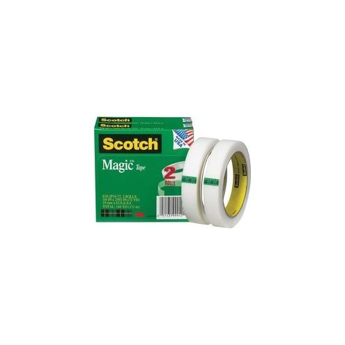 Scotch 3/4"W Magic Tape - 72 yd Length x 0.75" Width - 3" Core - 2 / Pack - Matte Clear
