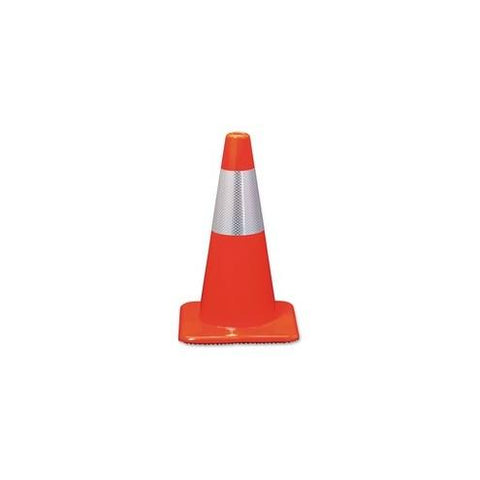 3M Reflective Safety Cones - 1 / Each - 18" Height - Cone Shape - Durable, 360 Degrees Visibility, Weather Resistant - Polyvinyl Chloride (PVC) - Orange, Silver