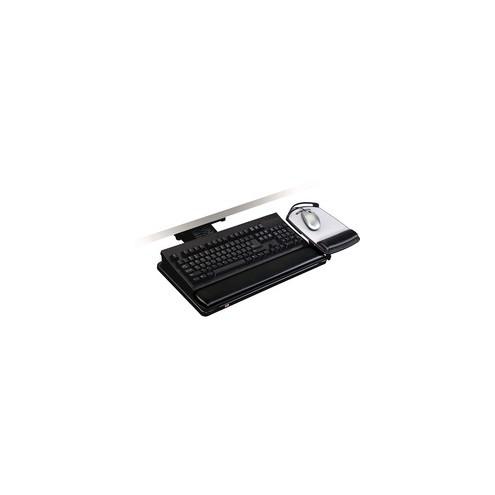 3M Adjustable Keyboard Tray with Adjustable Keyboard and Mouse Platform - 19.5" Width x 10.5" Depth - Black