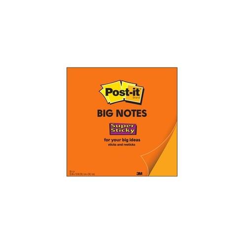 Post-it Super Sticky Big Notes - 15" x 15" - Square - Neon Orange - 30 / Each