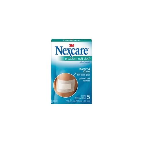 Nexcare Soft Cloth Premium Adhesive Gauze Pad - 3 Ply - 2.38" x 3" - 15/Box - White