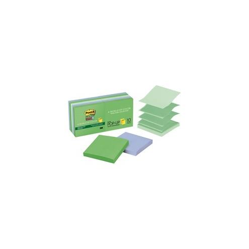 Post-it&reg; Super Sticky Adhesive Notes - 900 x Assorted - 3" x 3" - Square - 90 Sheets per Pad - Assorted - Paper - 10 / Pack