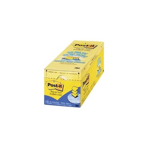 Post-it&reg; Pop-up Notes - 1620 - 3" x 3" - Square - 90 Sheets per Pad - Unruled - Canary Yellow - Paper - Self-adhesive, Removable - 18 / Pack