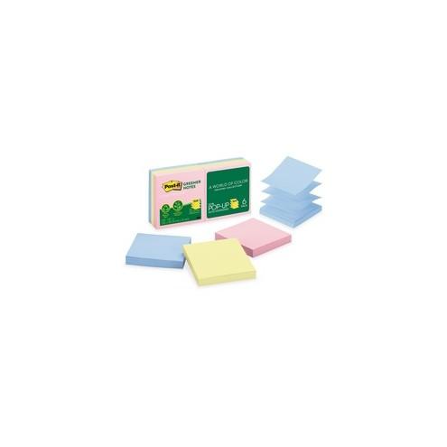 Post-it&reg; Greener Pop-up Notes - Helsinki Collection - 600 - 3" x 3" - Square - 100 Sheets per Pad - Unruled - Pastel - Paper - Repositionable, Self-adhesive - 600 / Pack