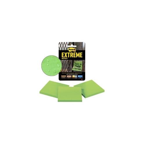 Post-it&reg; Extreme Notes - 3" x 3" - Square - 45 Sheets per Pad - Green - Self-adhesive - 135 / Pack