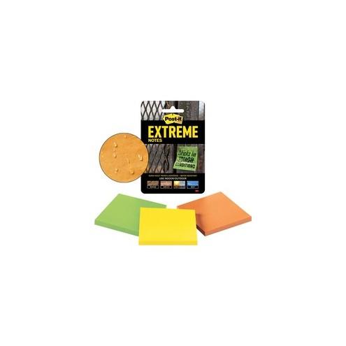 Post-it&reg; Extreme Notes - 3" x 3" - Square - 45 Sheets per Pad - Multicolor - Self-adhesive - 135 / Pack