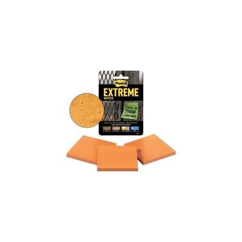 Post-it&reg; Extreme Notes - 3" x 3" - Square - 45 Sheets per Pad - Orange - Self-adhesive - 135 / Pack