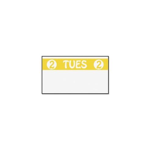 Monarch Freezer-proof Days of the Week Labels - Permanent Adhesive - "2 TUES 2" - White, Yellow - 2500 / Roll - 1 Roll