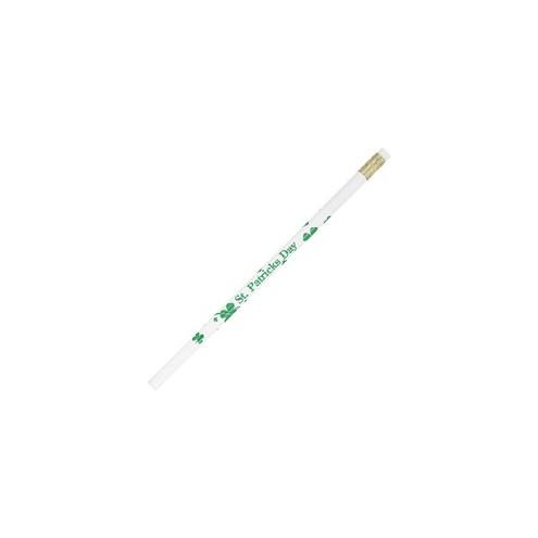 Moon Products St. Patrick's Day Decorated Pencils - #2 Lead - White Wood, Green Barrel - 1 Dozen