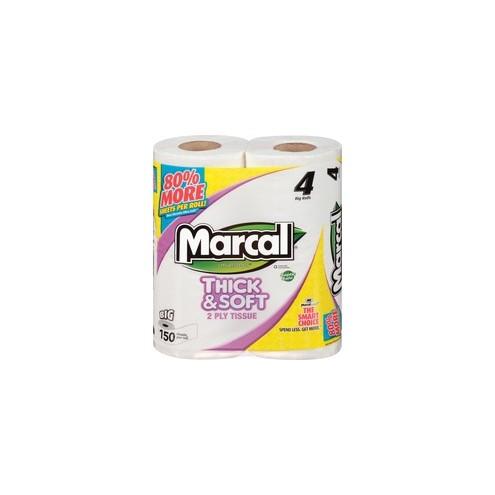 Marcal Thick & Soft Bath Tissue - 2 Ply - White - Hypoallergenic, Durable, Soft, Dye-free, Chlorine-free, Fragrance-free, Eco-friendly, Septic Safe - For Bathroom - 96 / Carton