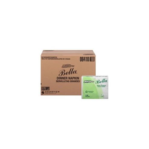 Marcal Pro Bella Extra-Large Premium Dinner Napkins - 2 Ply - 15" x 17" - White - Paper - Eco-friendly, Fragrance-free, Strong, Absorbent - For Dinner - 3000 / Carton