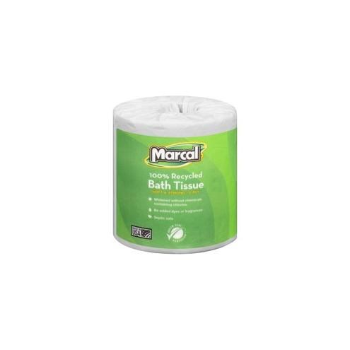 Marcal 100% Recycled, Soft & Absorbent Bathroom Tissue - 2 Ply - 336 Sheets/Roll - White - Soft, Lint-free, Septic Safe - For Washroom - 48 / Carton