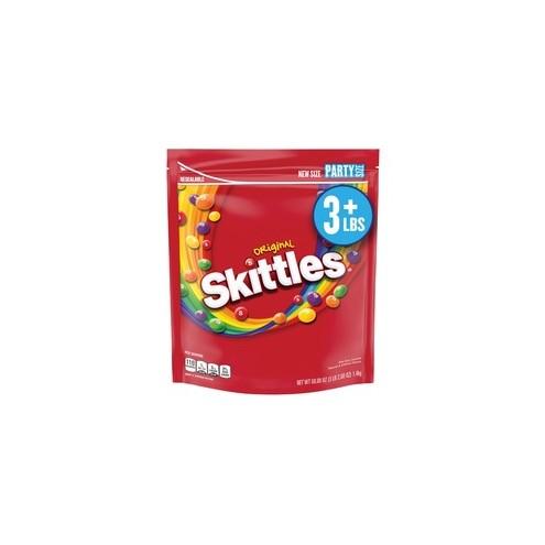 Skittles Original Party Size Bag - Orange, Lemon, Green Apple, Grape, Strawberry - Resealable Container - 3 lb - 1 Each