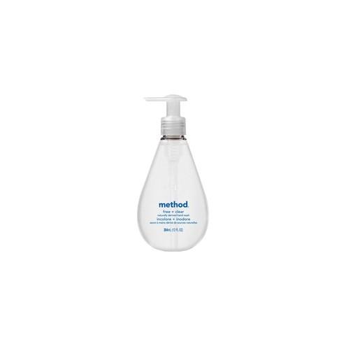 Method Free + Clear Gel Hand Wash - 12 fl oz (354.9 mL) - Pump Bottle Dispenser - Hand - Clear - Triclosan-free, Dye-free, Fragrance-free - 6 / Carton