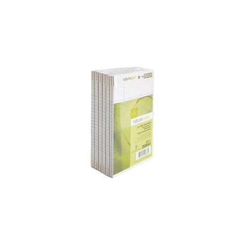 Nature Saver 100% Recycled White Jr. Rule Legal Pads - Jr.Legal - 50 Sheets - 0.28" Ruled - 15 lb Basis Weight - 5" x 8" - White Paper - Perforated, Back Board - Recycled