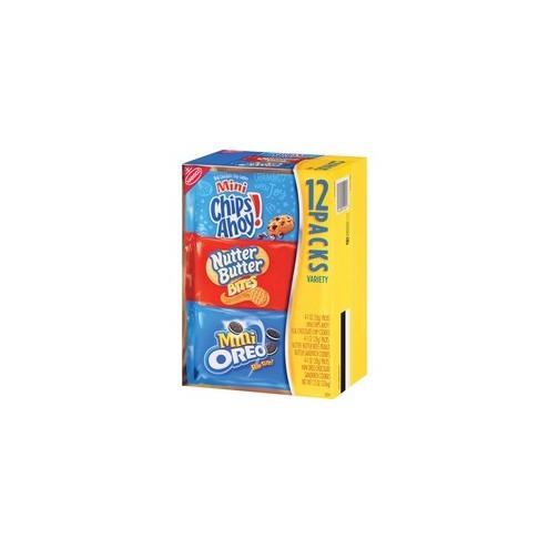 Nabisco Bite-size Cookie Variety Pack - Chocolate Chip, Peanut Butter - 1 Serving Bag - 1 oz - 48 / Carton