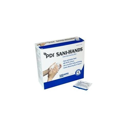 Sani-Hands ALC Individual Wipes - 5" x 8" - White - Anti-septic, Anti-bacterial - For Hand - 100 Quantity Per Box - 100 / Box