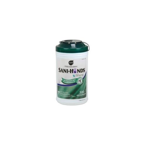 Nice-Pak Nice Pak Sani-Hands Instant Hand Sanitizing Wipes - Wood Pulp, Cellulose, Tencel - Eco-friendly - 300 Quantity Per Canister - 6 / Carton