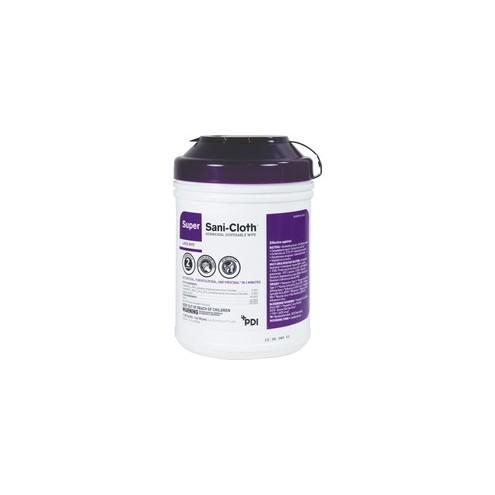 PDI Nice Pak Super Sani-Cloth Germicidal Wipes - 6" x 6.75" - White - Disinfectant, Anti-bacterial, Disposable, Latex-free, Bleach-free - 160 Quantity Per Canister - 160 / Each
