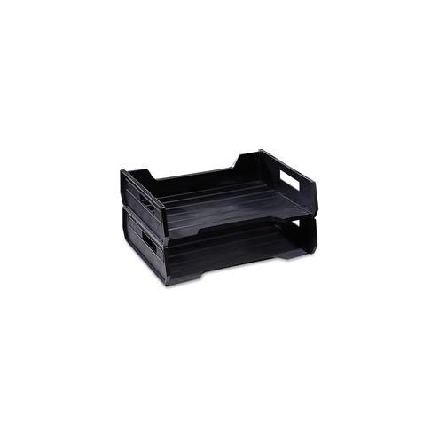 SKILCRAFT Letter Size Desk Tray - Desktop - Black - Plastic - 2 / Pack