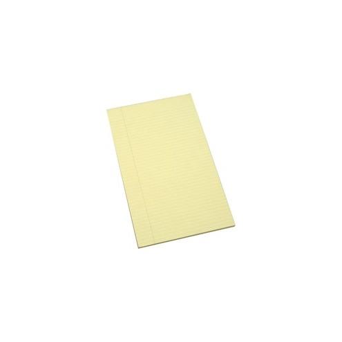SKILCRAFT Writing Pad - 100 Sheets - Glue - 0.31" Ruled - 16 lb Basis Weight - 8 1/2" x 14" - Yellow Paper - Back Board - 12 / Dozen
