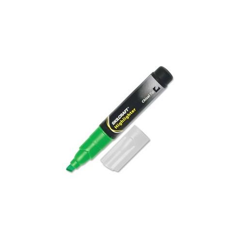 SKILCRAFT Chisel Tip Tube Type Fluorescent Highlighter - Fine Marker Point - Chisel Marker Point Style - Fluorescent Green - 12 / Dozen
