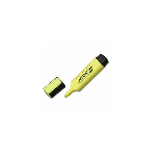 SKILCRAFT Neon Yellow Highlighter - Chisel Marker Point Style - Fluorescent Yellow - 12 / Dozen