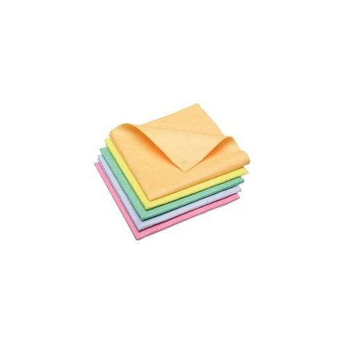 SKILCRAFT Synthetic Shammy Surface Cloths - 15" x 15" - Assorted, Yellow, Blue, Orange, Salmon - Cloth - Absorbent, Non-abrasive - 5 / Pack