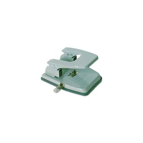 SKILCRAFT Fixed 2-Hole Punch - 2 Punch Head(s) - 25 Sheet Capacity - 1/4" Punch Size - Round Shape - Gray