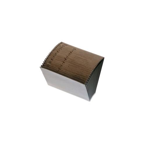 SKILCRAFT Expanding A-Z File Pocket - Letter - 8 1/2" x 11" Sheet Size - 15" Expansion - 21 Pocket(s) - Leather - Brown - Recycled - 1 Each