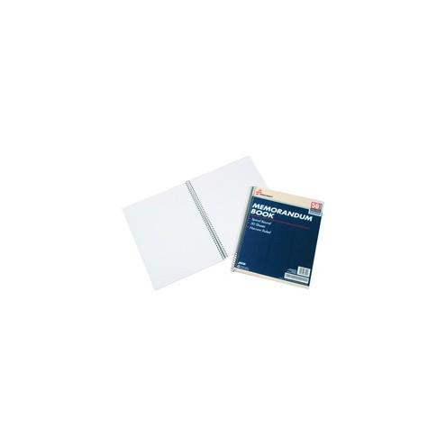 SKILCRAFT Spiral Ruled Memorandum Notebook - 50 Sheets - Spiral - 0.25" Ruled - 15 lb Basis Weight - 8 1/2" x 11" - White Paper - Blue Cover - Chlorine-free - Recycled - 1Pack