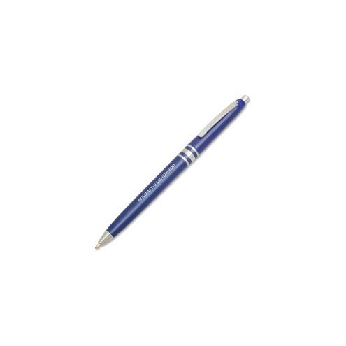 SKILCRAFT Retractable Ballpoint Pen - Fine Pen Point - Refillable - Retractable - Blue - Blue Barrel - 12 / Dozen