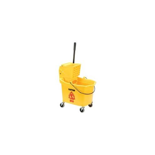 SKILCRAFT Wet Mop Bucket/Wringer Combo - 35 quart - Durable, Rust Resistant, Corrosion Resistant - 36.5" x 15.3" x 21" - Plastic - Yellow - 1 Set