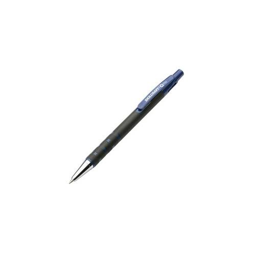 SKILCRAFT Rubberized Barrel Retractable Ballpoint Pen - Fine Pen Point - Refillable - Retractable - Blue - Rubber Barrel - 12 / Dozen