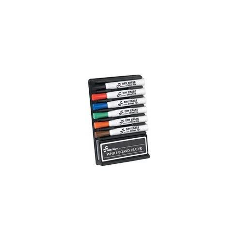 SKILCRAFT Dry Erase 6-Color Assorted Marker - Chisel Marker Point Style - Orange, Black, Black, Red, Blue, Green, Brown - 6 / Set